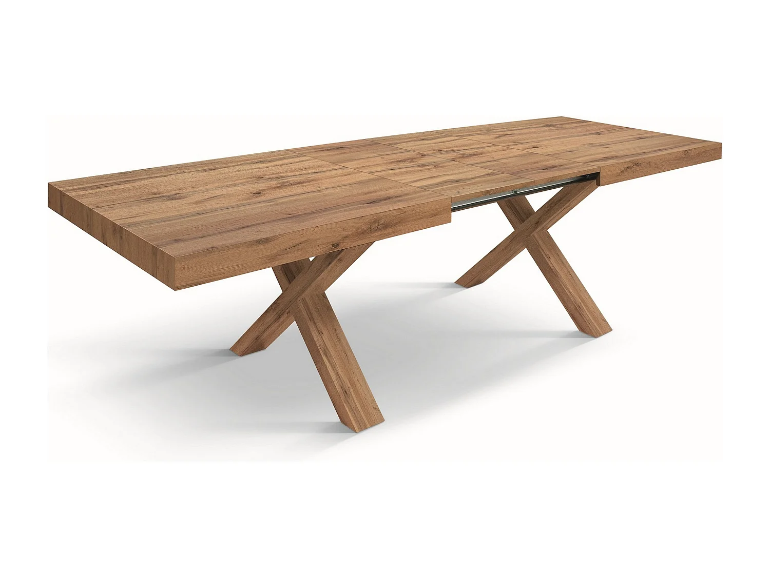Houten tafel in eiken-effect, witte poten, 180x90-260x90cm - AMALFI