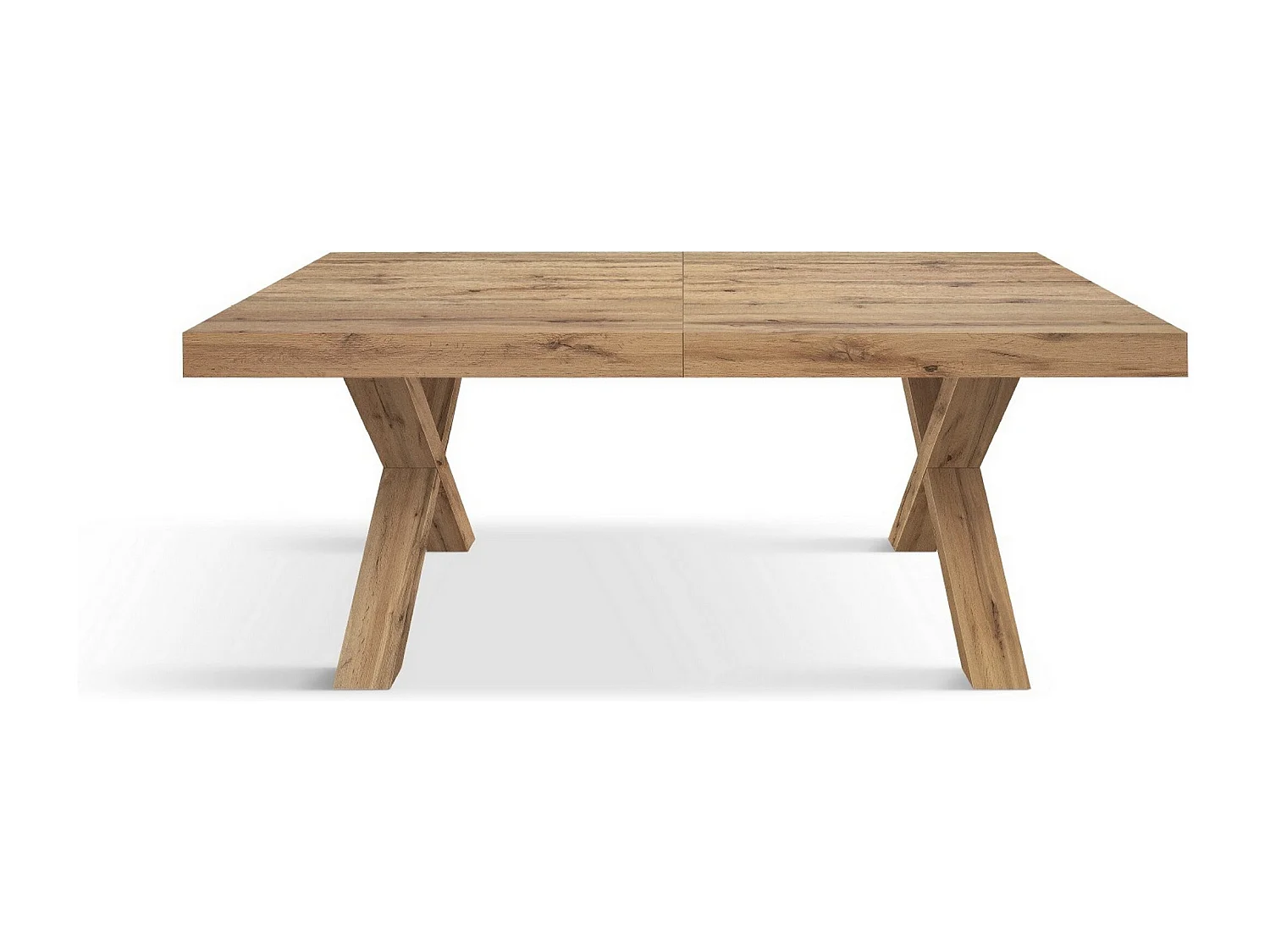 Houten tafel in eiken-effect, witte poten, 180x90-260x90cm - AMALFI