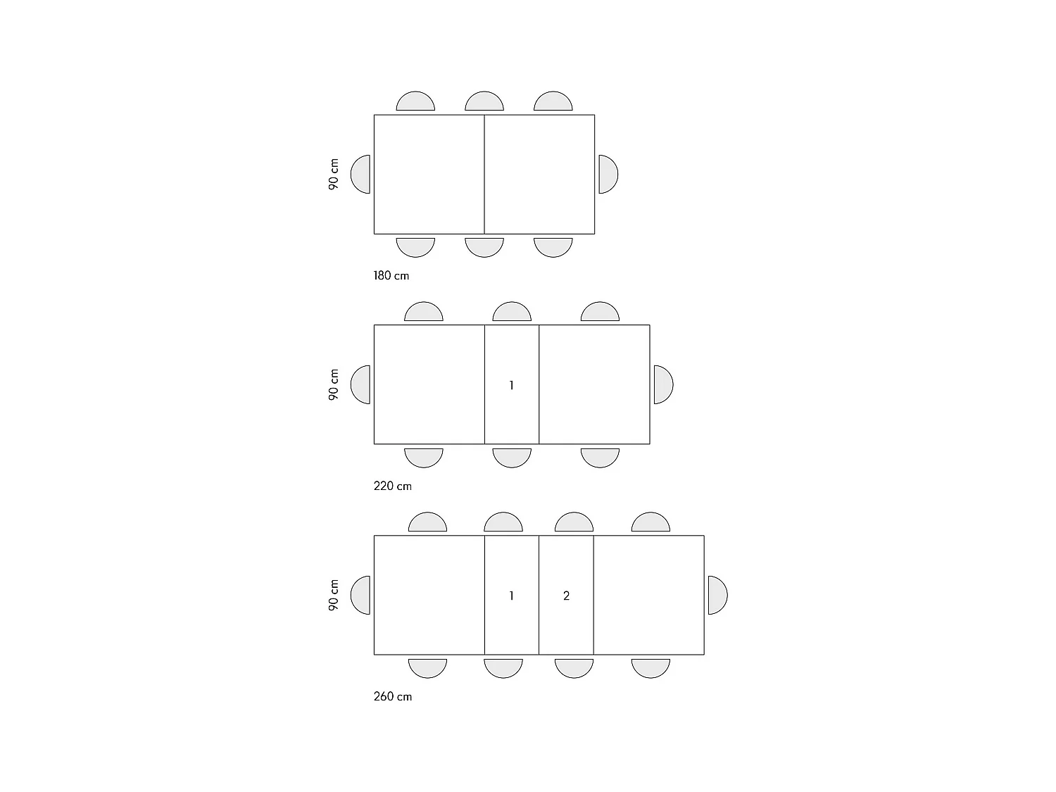 Tavolo in legno effetto rovere,gambe antracite, allung.180x90-260x90cm - AMALFI