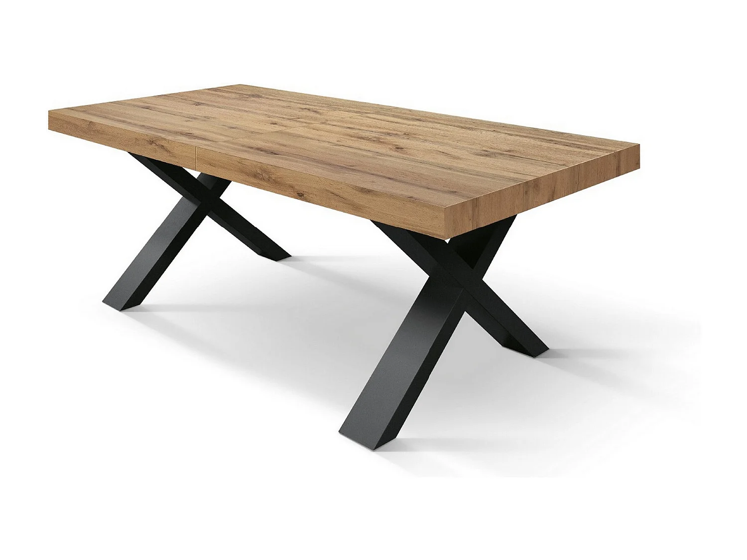 Table en bois effet chêne, pieds anthracite, ext.180x90-260x90cm - AMALFI