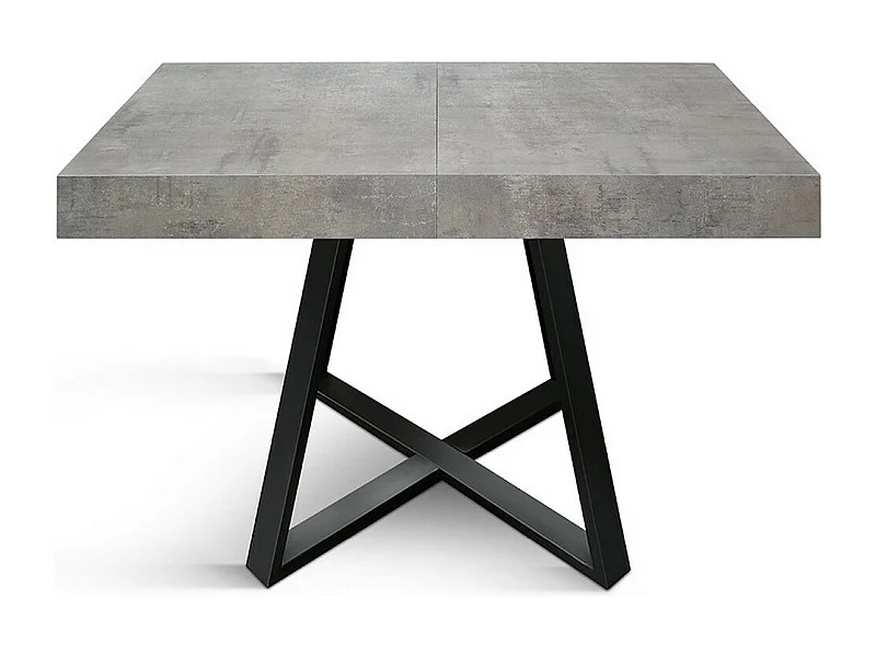 Table en bois,gris ciment,base anthracite,longueur 95x90-145x90cm - FORTE DEI MARMI