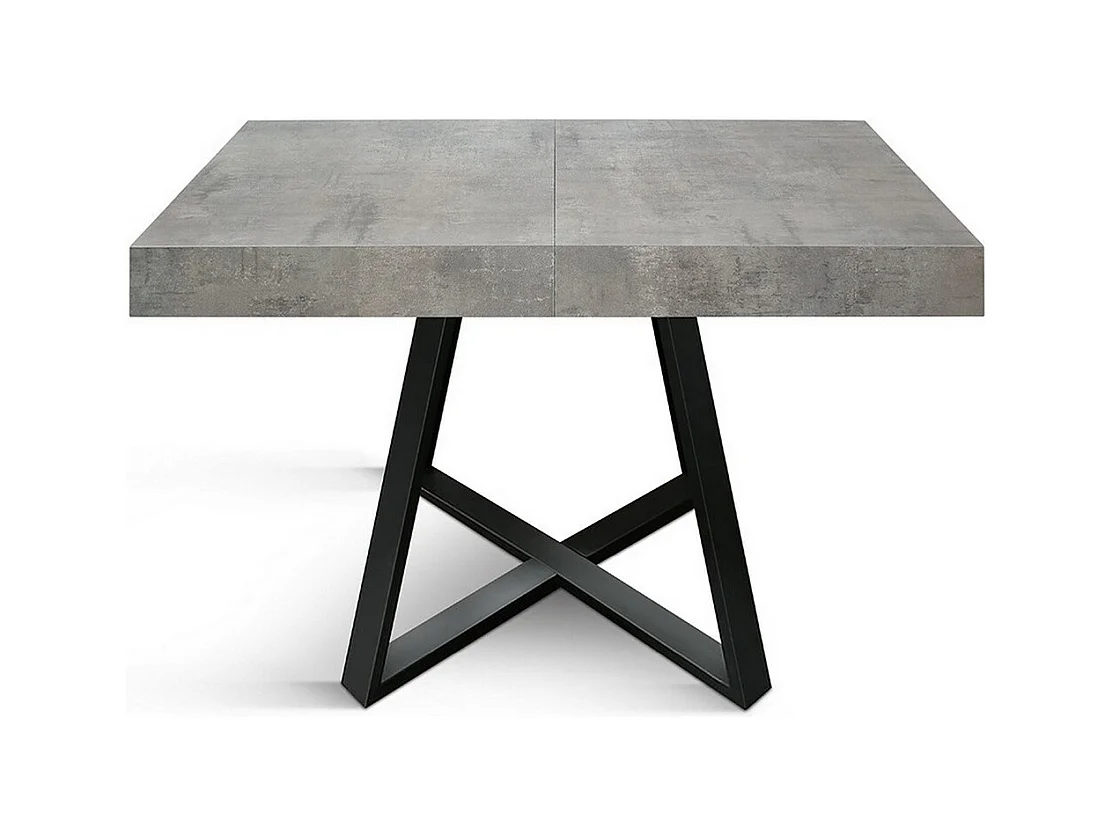 Table en bois,gris ciment,base anthracite,longueur 95x90-145x90cm - FORTE DEI MARMI
