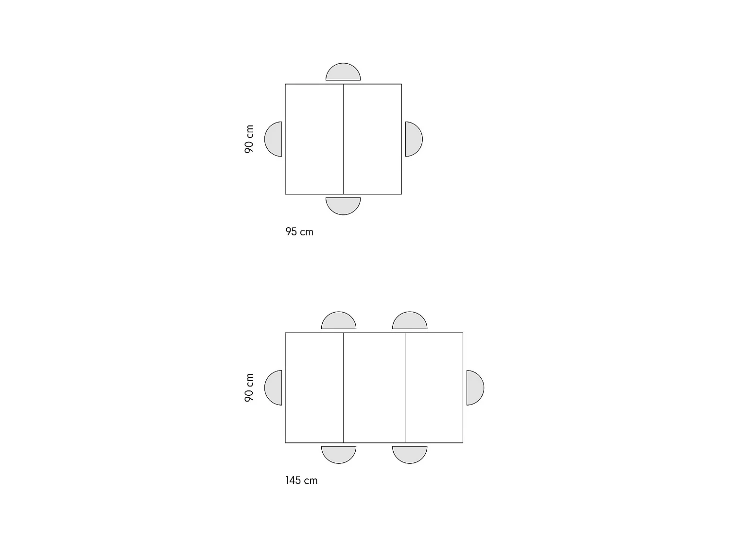 Table en bois,gris ciment,base anthracite,longueur 95x90-145x90cm - FORTE DEI MARMI