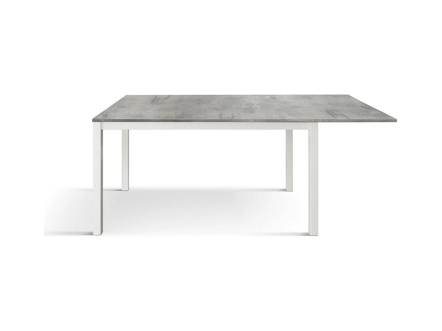 Table en bois, gris ciment, base blanche, 140x80-190x80cm - TROPEA