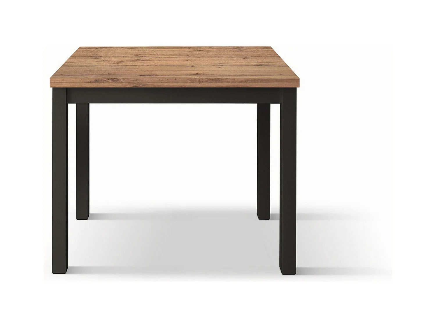 Mesa de madera efecto roble, patas antracita, 90x90-180x90cm - POSITANO