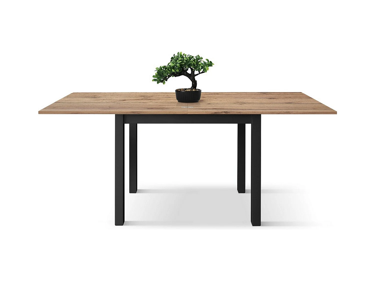 Mesa de madera efecto roble, patas antracita, 90x90-180x90cm - POSITANO