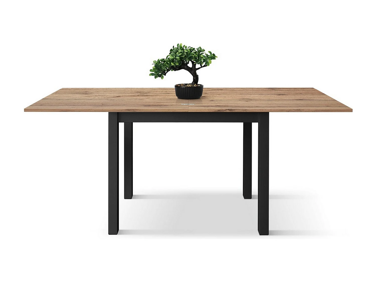 Table en bois effet chêne, pieds anthracite, 90x90-180x90cm - POSITANO