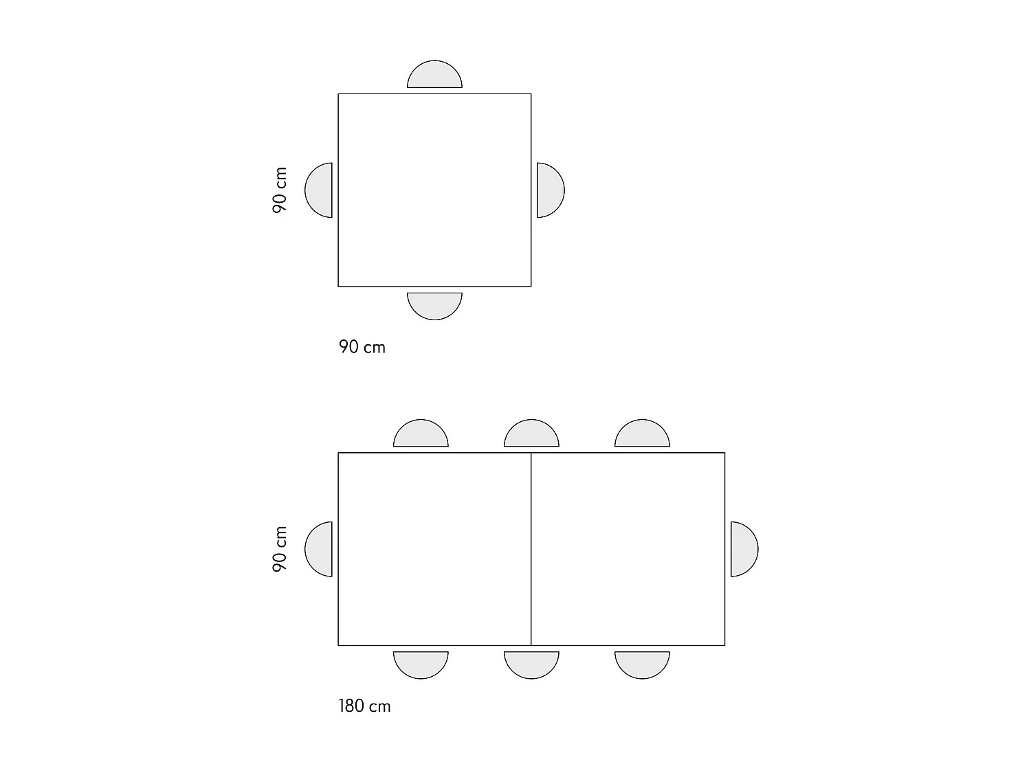 Table en bois effet chêne, pieds anthracite, 90x90-180x90cm - POSITANO
