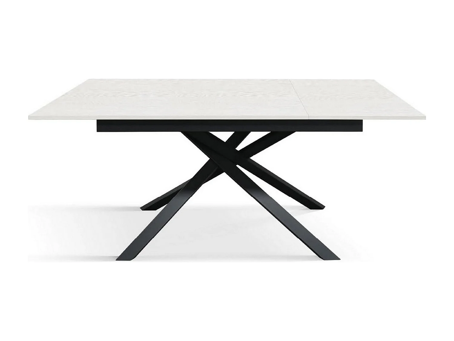 Tavolo legno bianco frassinato, base antracite, allung.140x80-190x80cm - VOLPAIA