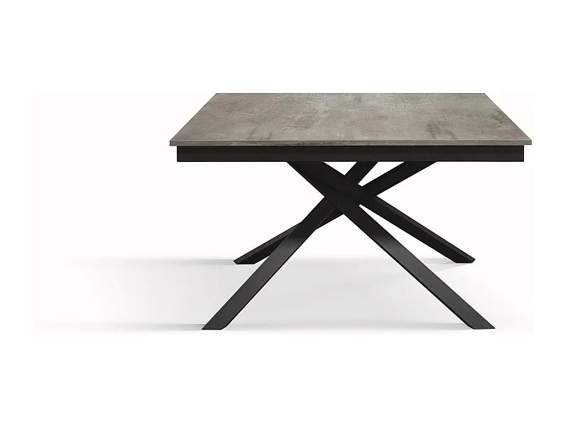 Holztisch, betongrau, anthrazitfarbenes Gestell, 160x90-210x90cm - VOLPAIA