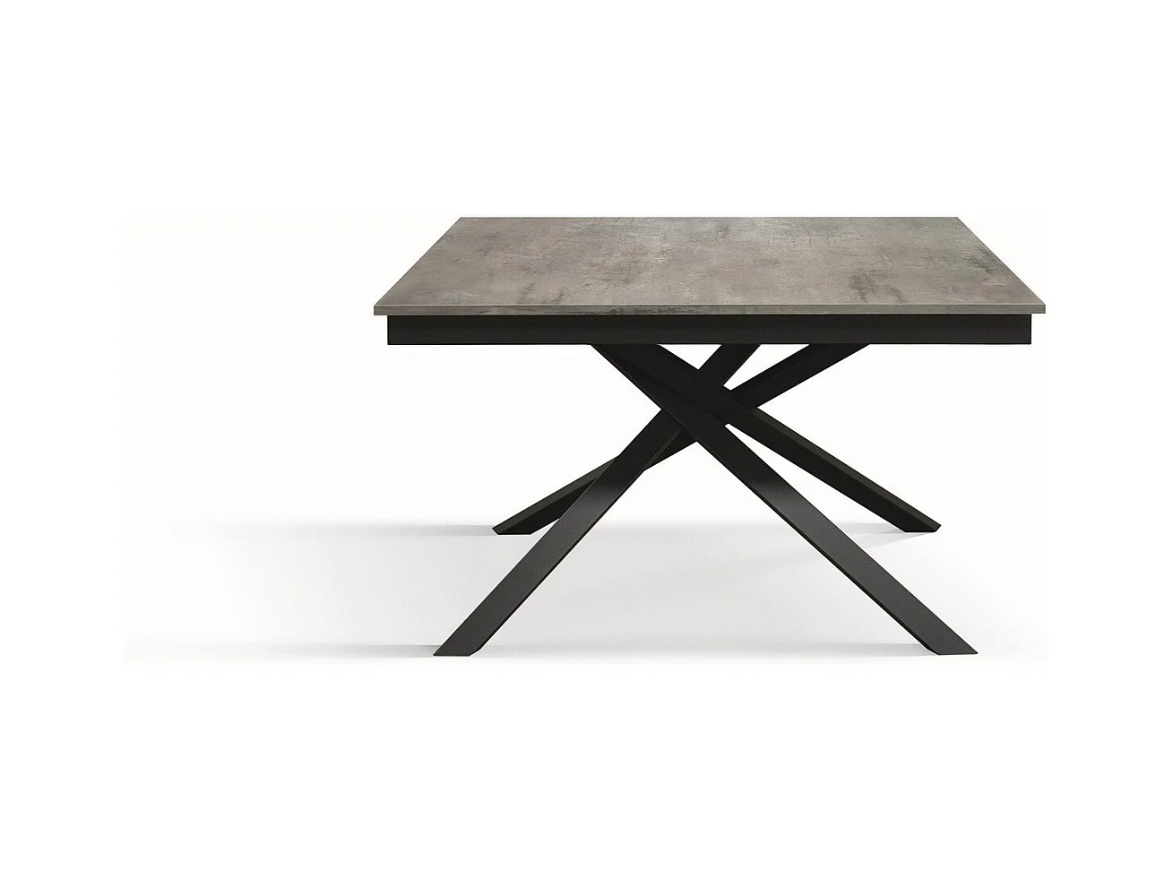 Holztisch, betongrau, anthrazitfarbenes Gestell, 160x90-210x90cm - VOLPAIA