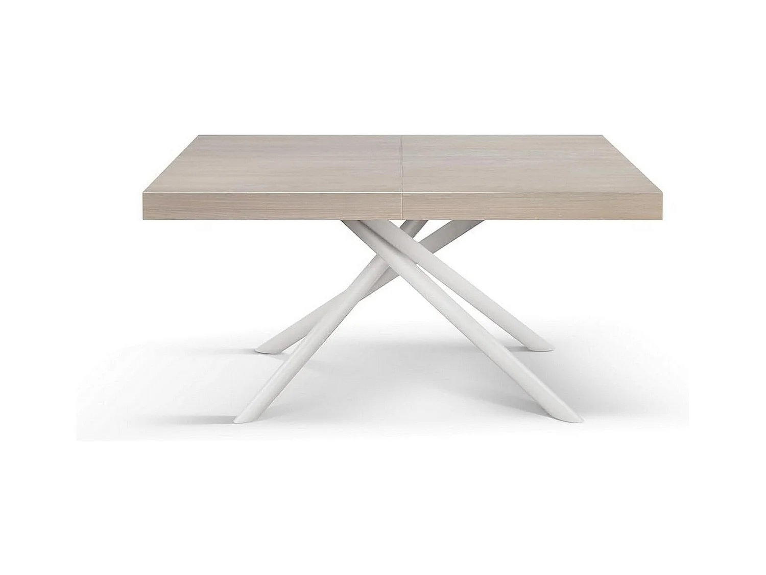 Table en bois, orme perlé, base blanche, ext.160x90-240x90cm - CARRARA