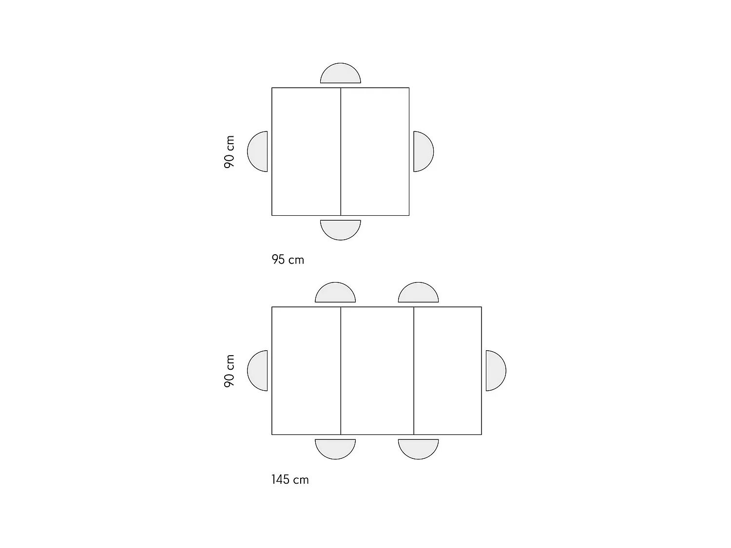 Cementgrijze houten tafel, witte metalen poten 95x90-145x90cm - FORTE DEI MARMI