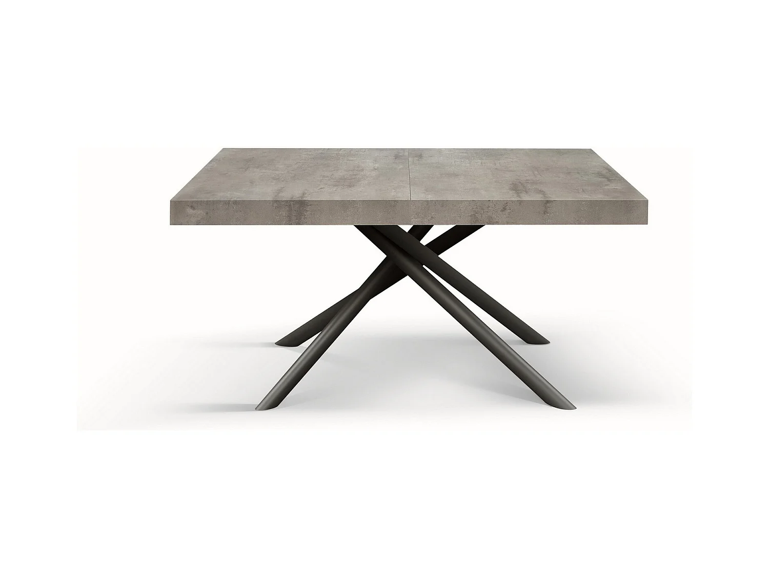 Table en bois, gris béton, base anthracite, 160x90-240x90cm de longueur - CARRARA