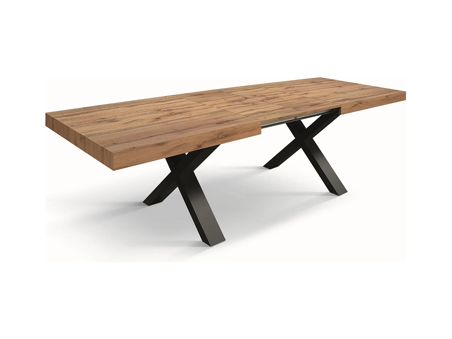 Holztisch in Eichenoptik, Beine anthrazit, 160x90-240x90cm - AMALFI