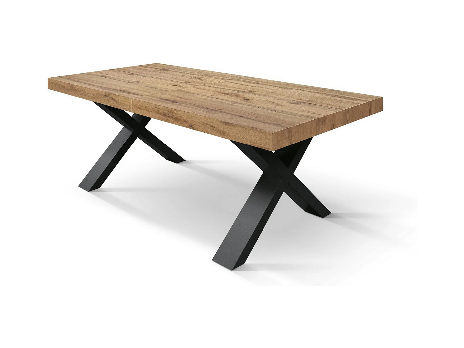 Table en bois effet chêne, pieds anthracite, ext.160x90-240x90cm - AMALFI
