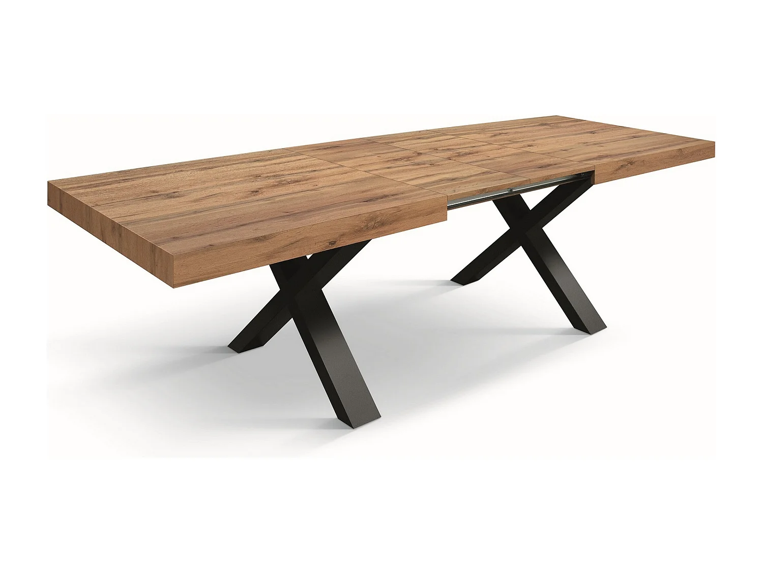 Table en bois effet chêne, pieds anthracite, ext.160x90-240x90cm - AMALFI