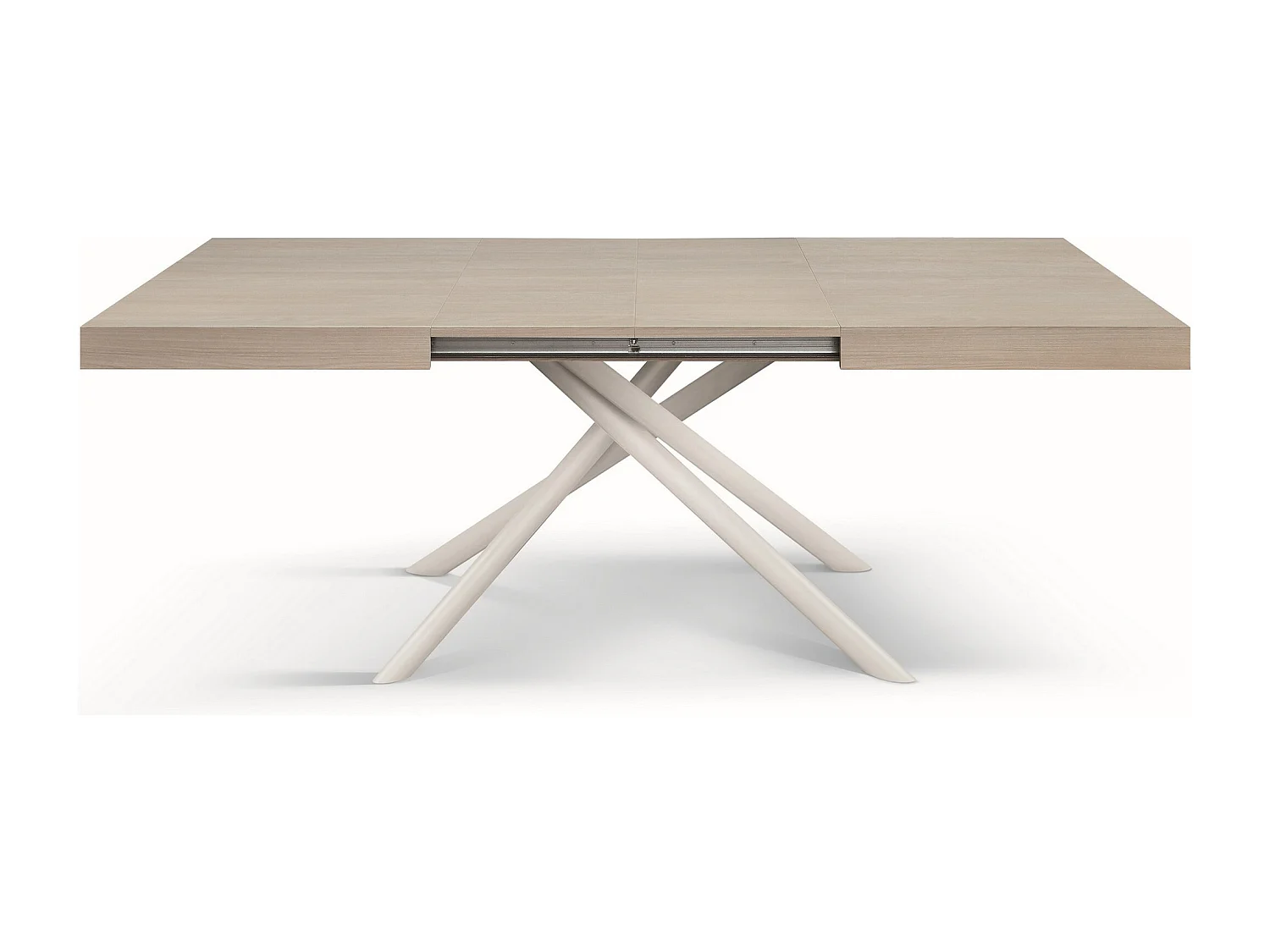 Table en bois, orme perlé, base blanche, ext.140x90-220x90cm - CARRARA