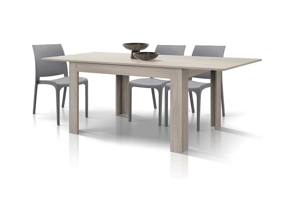 Mesa de madera acabado olmo perla, extensible 120×80 cm - 170×80 cm - LIPARI