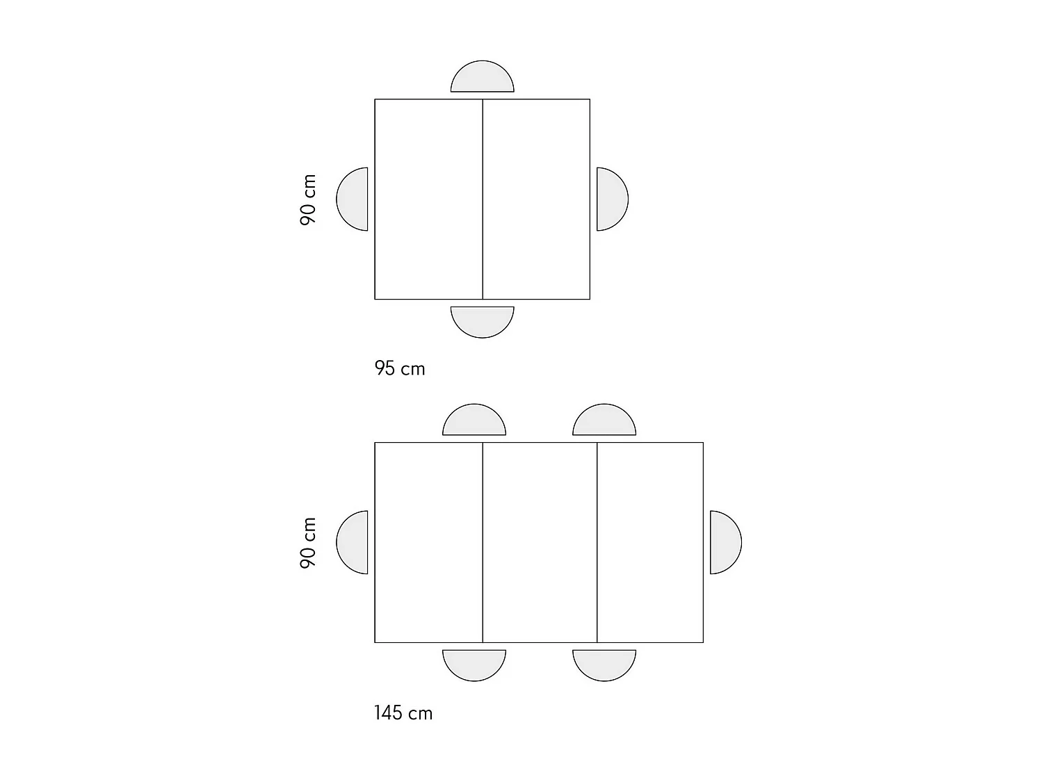 Tavolo legno rovere rustico, gambe metallo bianco 95x90-145x90cm - FORTE DEI MARMI