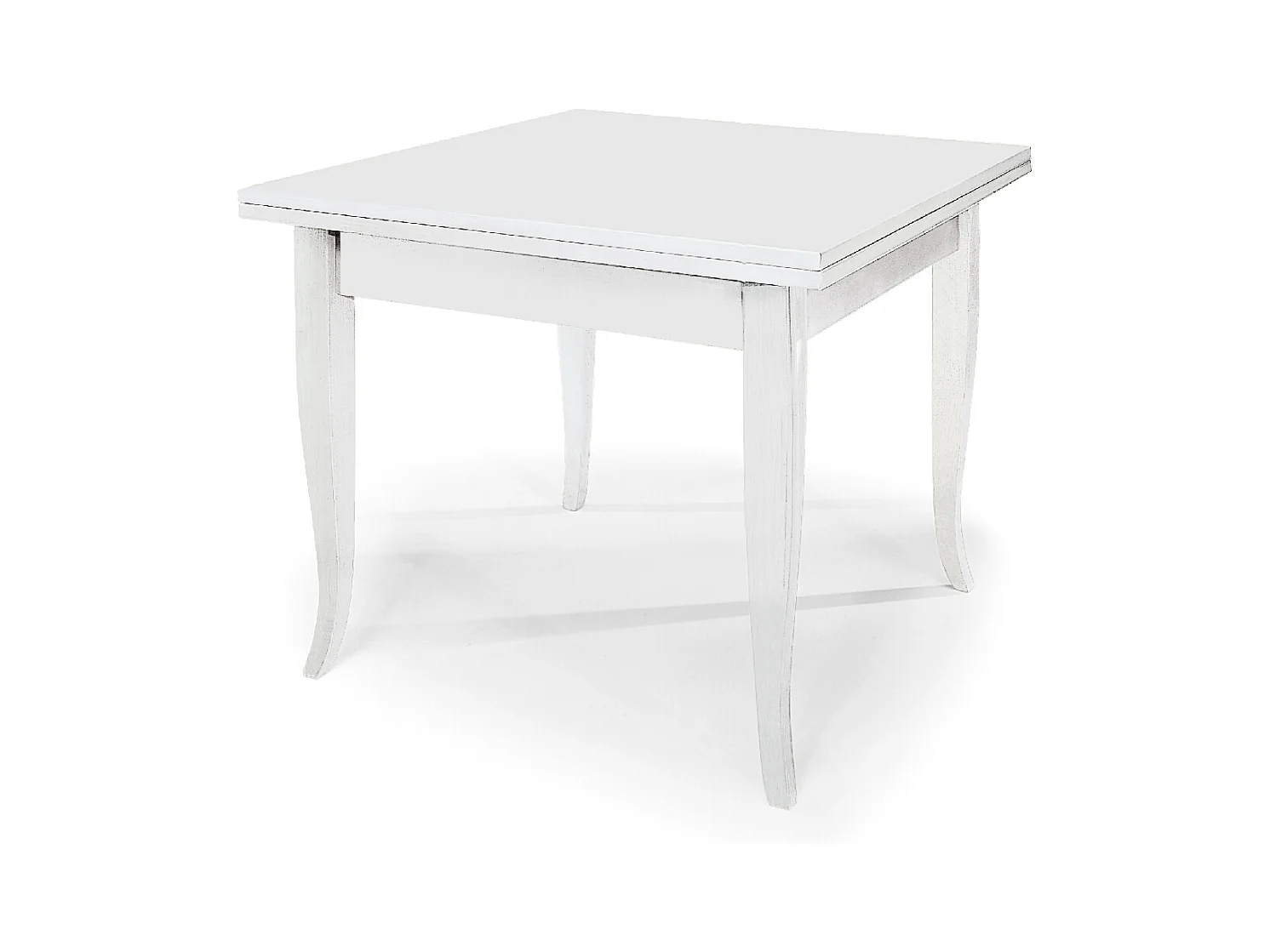 Ausziehbarer weißer Holztisch 80x80 - 150x80 cm - SANTA CROCE