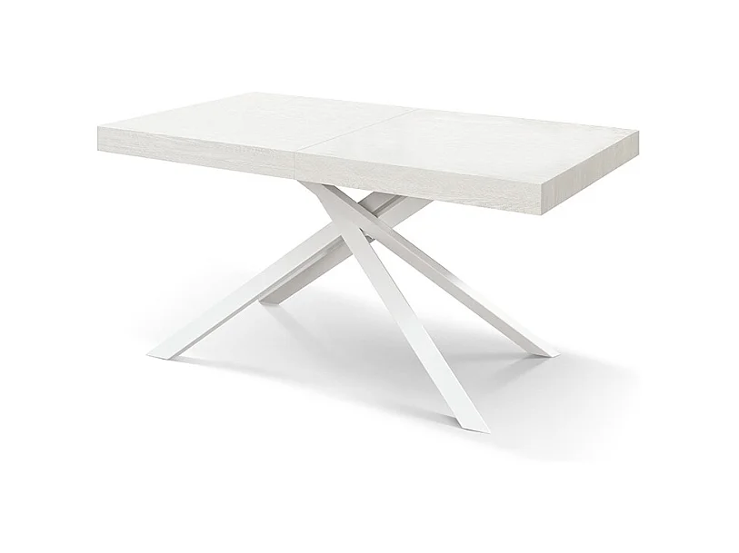Stół drewniany, białe wykończenie, biała podstawa, rozkładany 160x90 - FORTE DEI MARMI