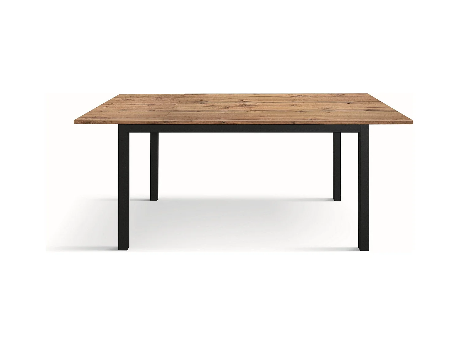 Table en bois, effet chêne, base anthracite, ext.120x80-170x80cm - TROPEA