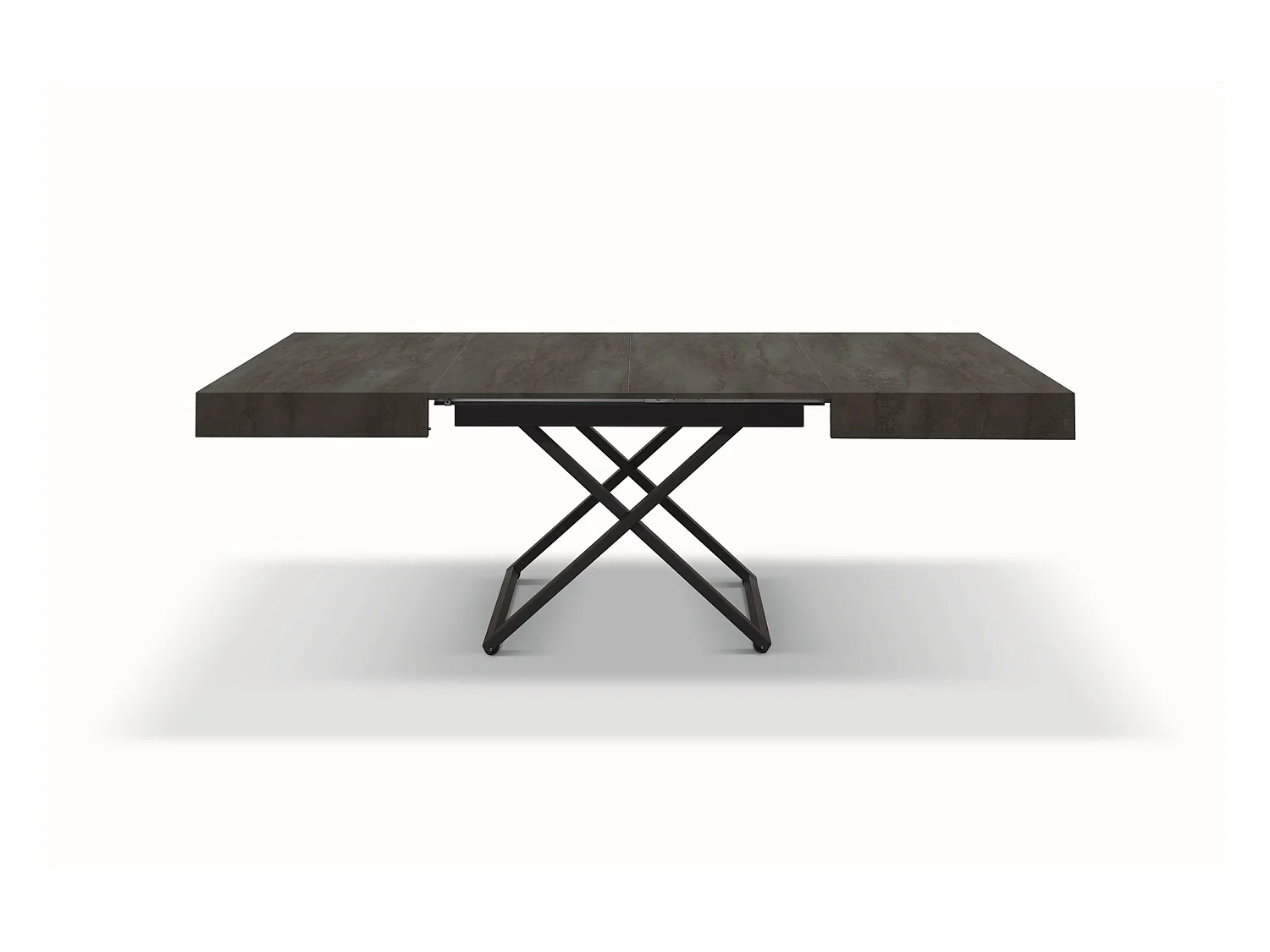 Houten salontafel, stalen afwerking, zwart onderstel, omvormbaar 120x80 - CAMOGLI