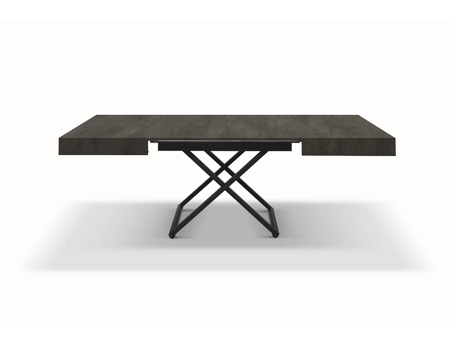 Drewniany stolik kawowy, stalowe wykończenie, czarna podstawa, rozkładany 120x80 - CAMOGLI