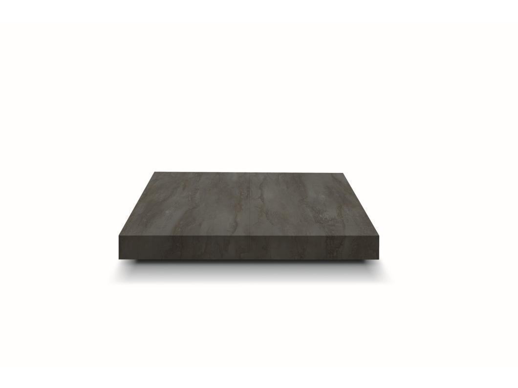 Tavolino legno, finitura acciaio, base nera, trasformabile 120x80 - CAMOGLI