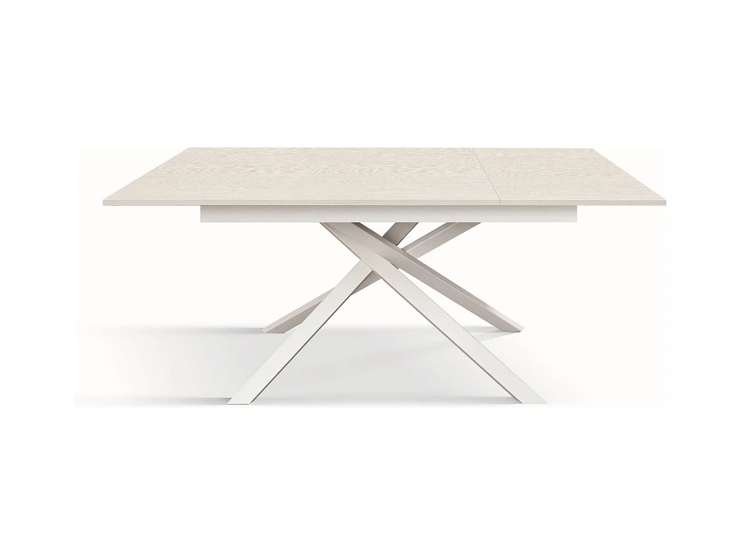 Houten tafel,essen wit, voet wit, ext.160x90-210x90cm - VOLPAIA