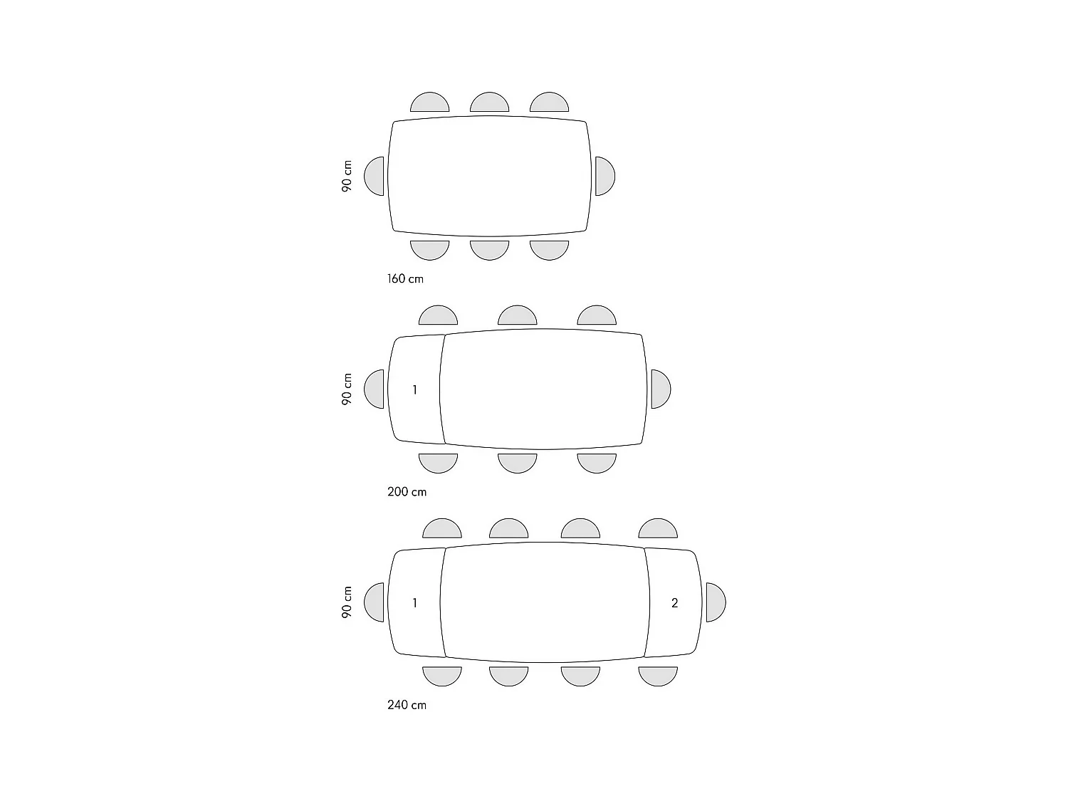 Table en vitrocéramique effet marbre, extensible 160×90-240×90 - MALTE