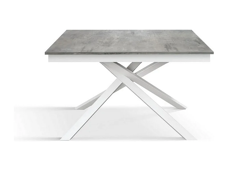 Mesa de madeira, cinzento betão, base branca, 140x80-190x80cm - VOLPAIA
