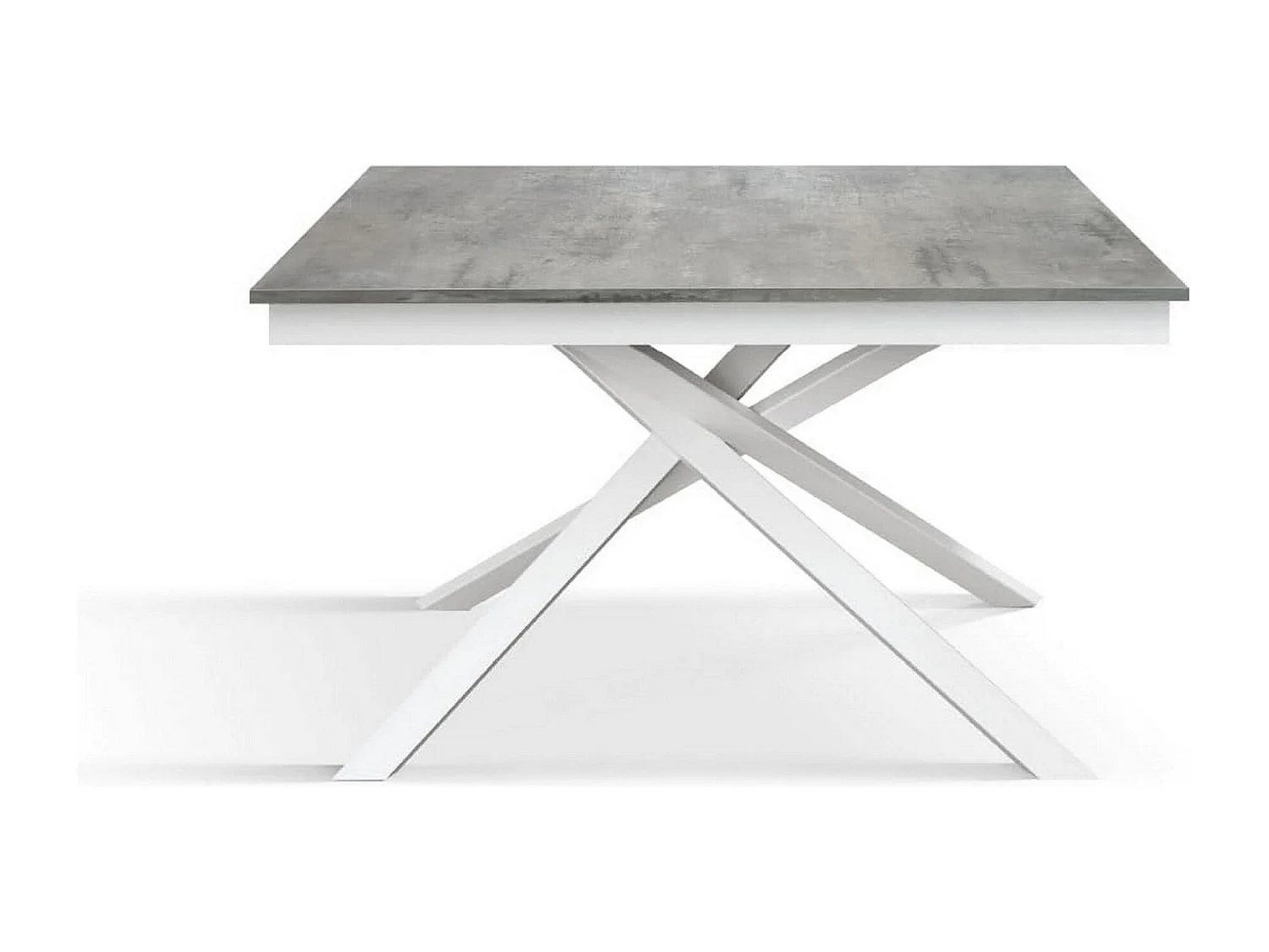 Table en bois, gris béton, base blanche, 140x80-190x80cm - VOLPAIA