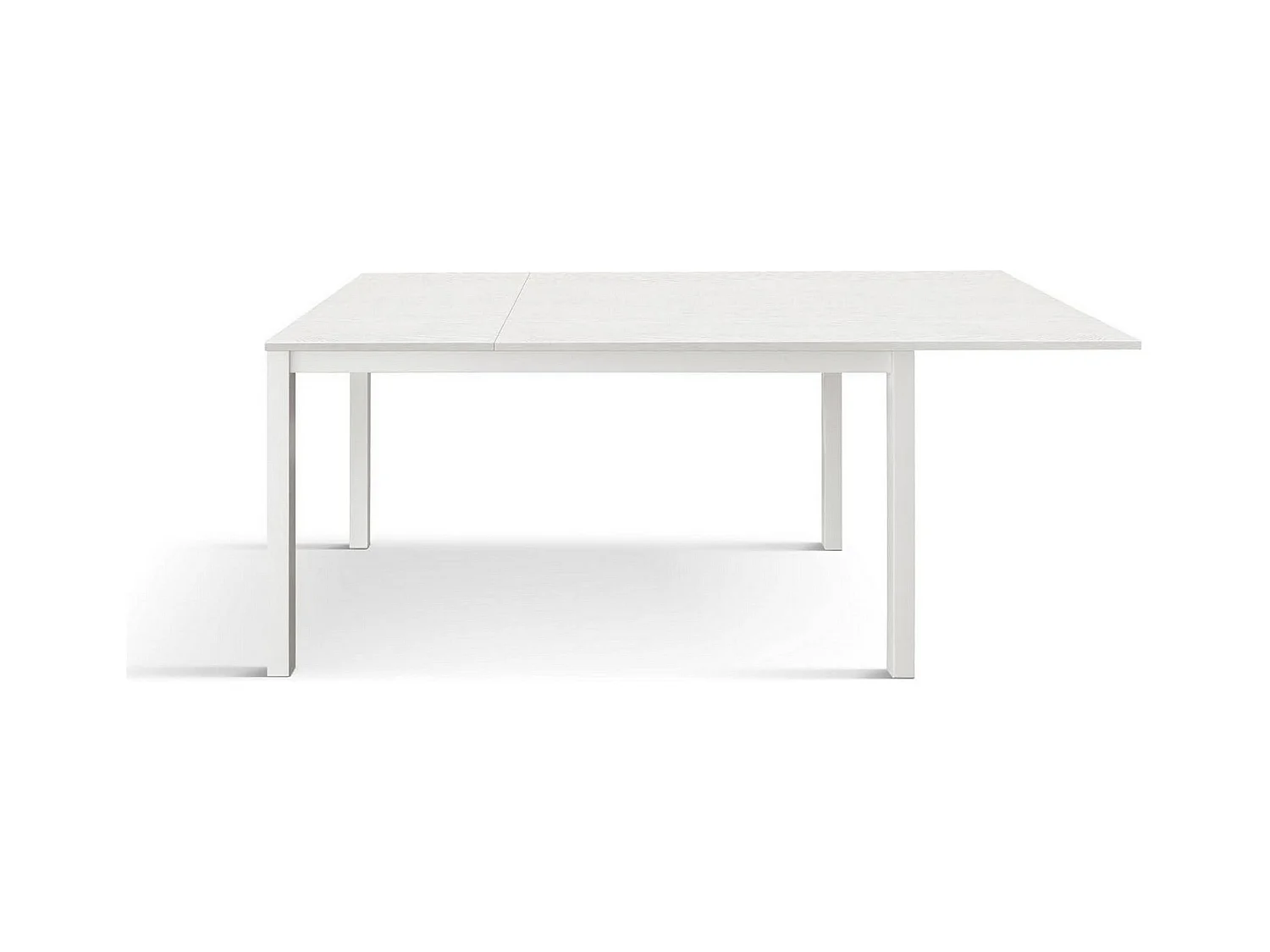 Table en bois, frêne blanc, base blanche, ext.120x80-170x80cm - TROPEA