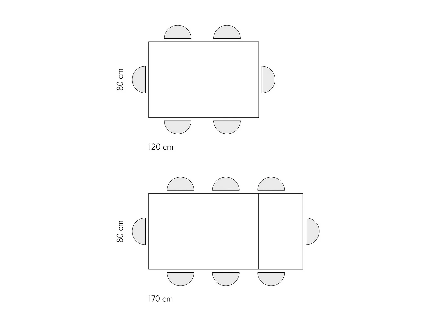 Holztisch, Esche weiß, Untergestell weiß, 120x80-170x80cm - TROPEA