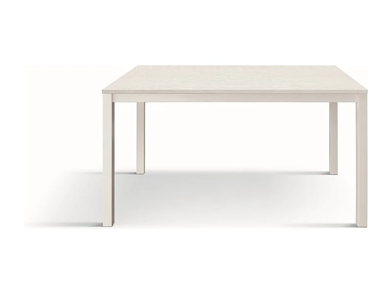 Table en bois, frêne blanc, base blanche, ext.120x80-170x80cm - TROPEA