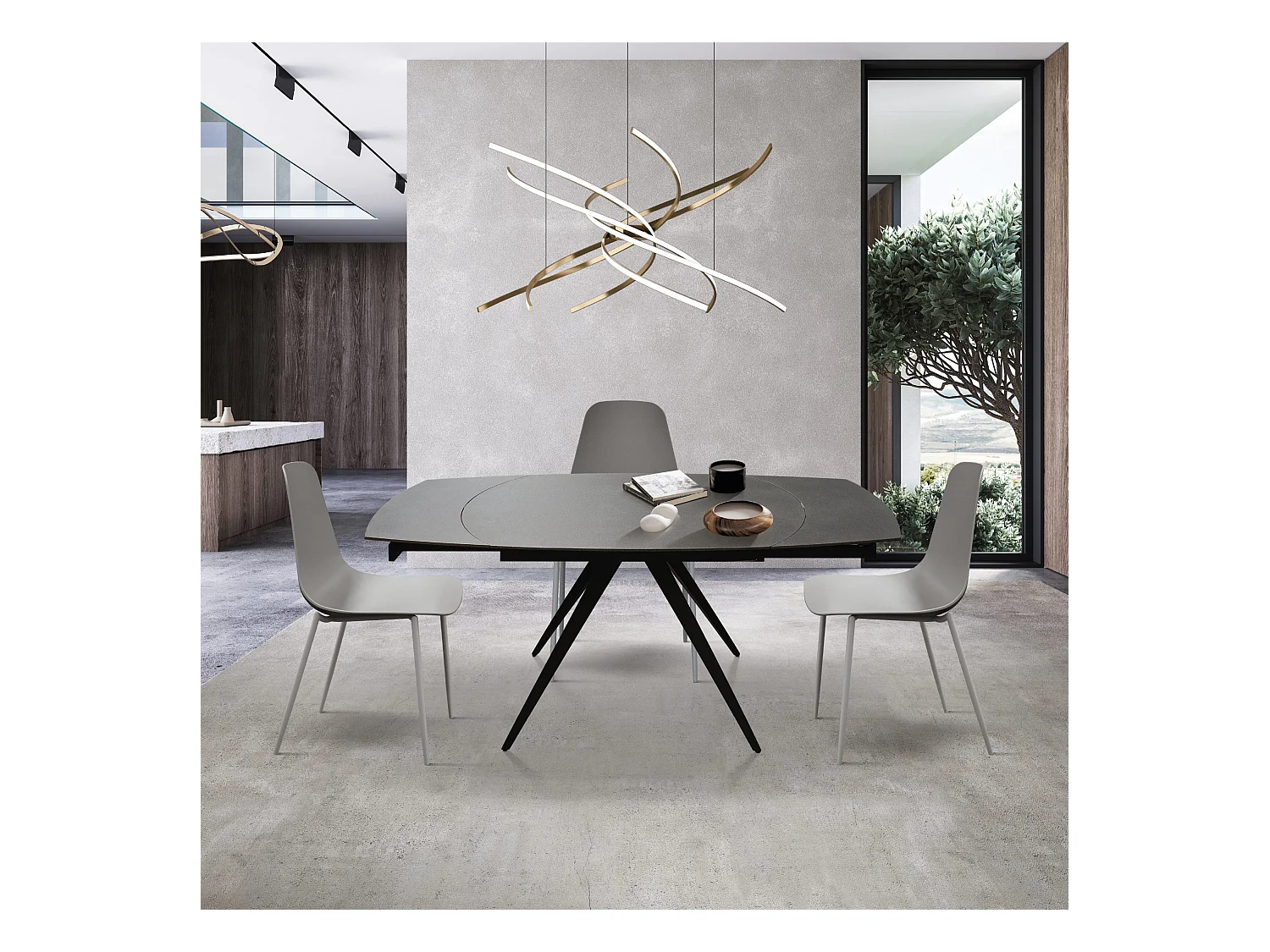 Tafel grafiet grijs 140×90 - 200×90 cm - WASHINGTON