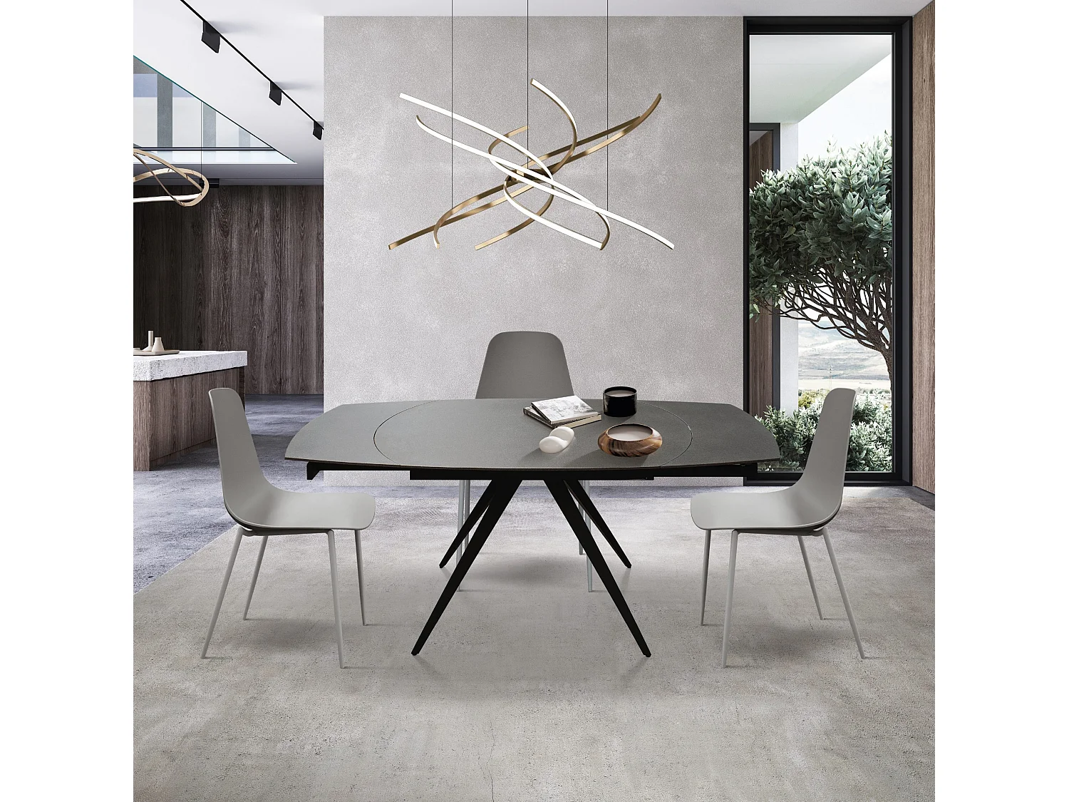Table gris graphite 140×90 - 200×90 cm - WASHINGTON