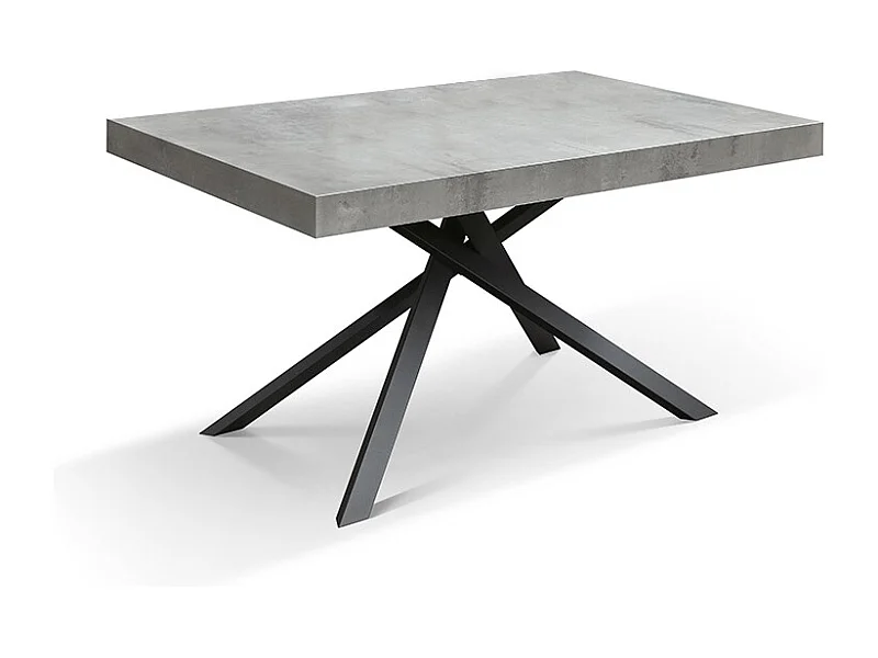 Table en bois, finition grise, base anthracite, extensible 160x90 - FORTE DEI MARMI