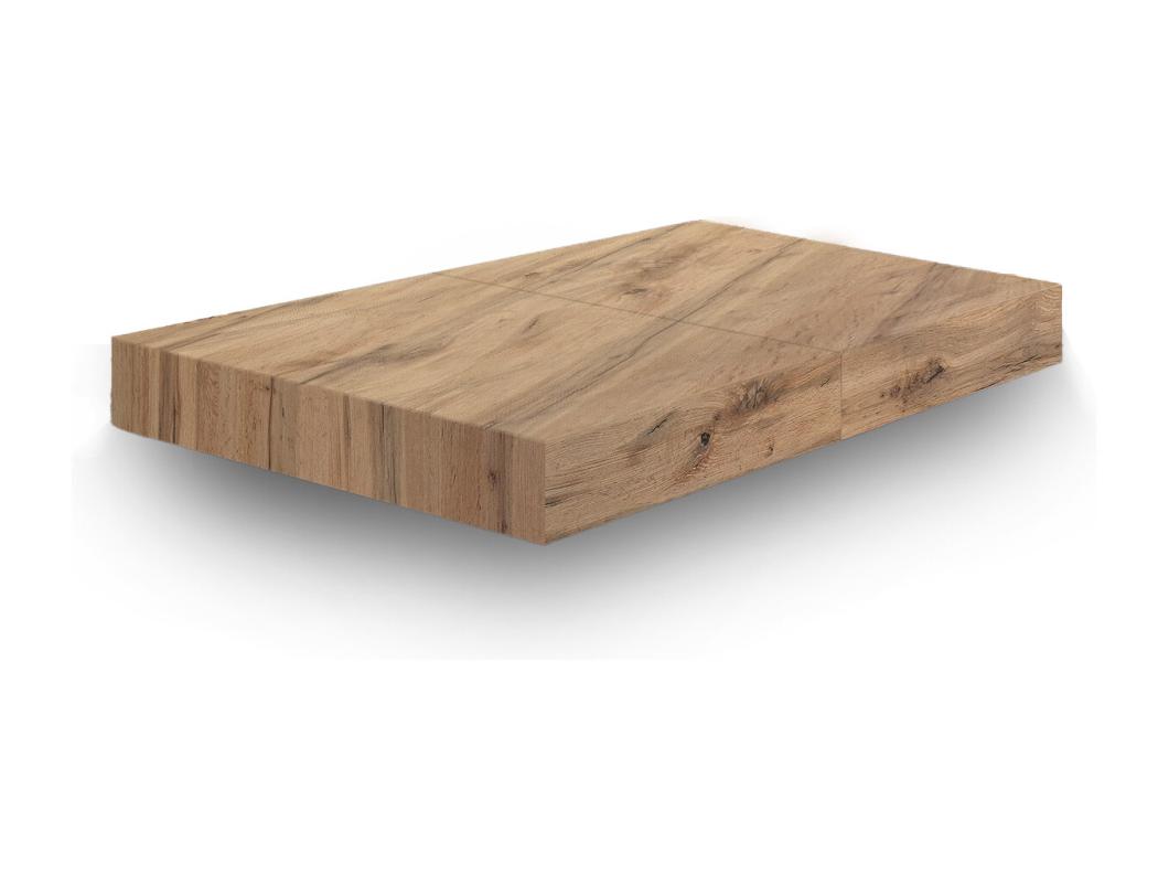 Tavolino legno finitura rovere rustico base nera, trasformabile 120x80 - CAMOGLI