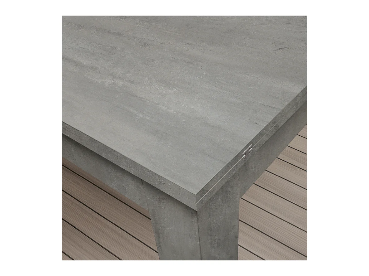 Table en finition gris ciment, pliante et extensible 90×90- 180×90 cm - LIPARI
