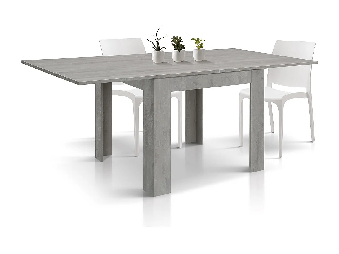 Cementgrijze tafel, uittrekbaar 90×90- 180×90 cm - LIPARI