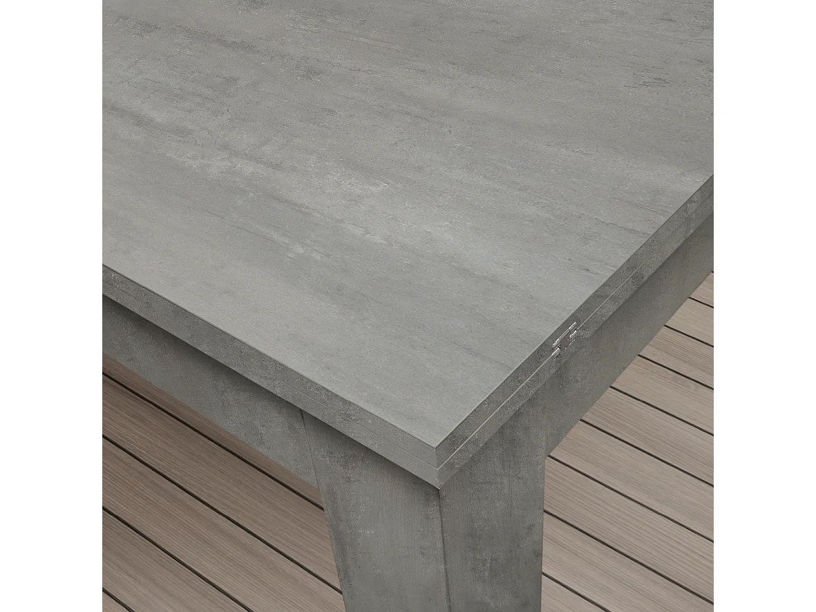 Cementgrijze tafel, uittrekbaar 90×90- 180×90 cm - LIPARI