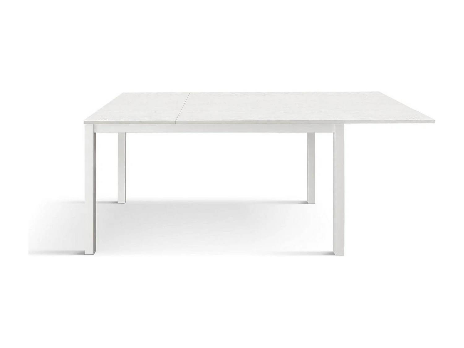 Tavolo in legno,bianco frassinato, base bianca, allung.140x80-190x80cm - TROPEA