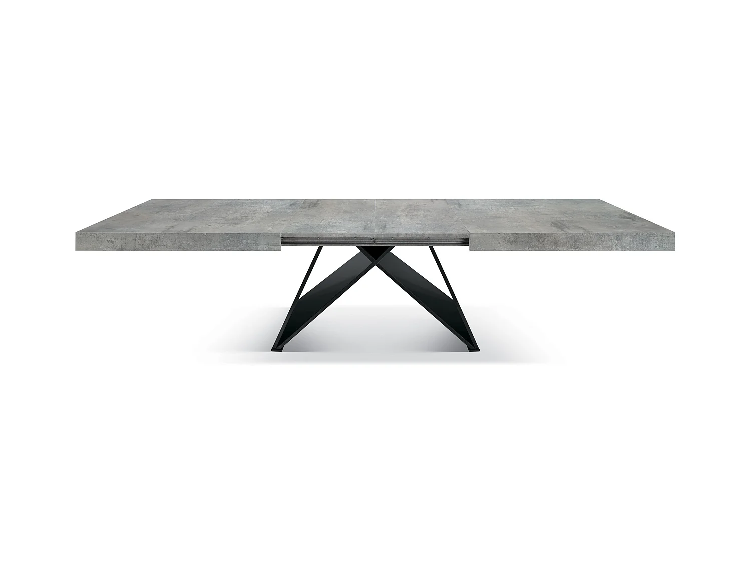 Stół drewniany, szary beton, antracytowa podstawa, dł. 180×90-260×90cm - VULCANO