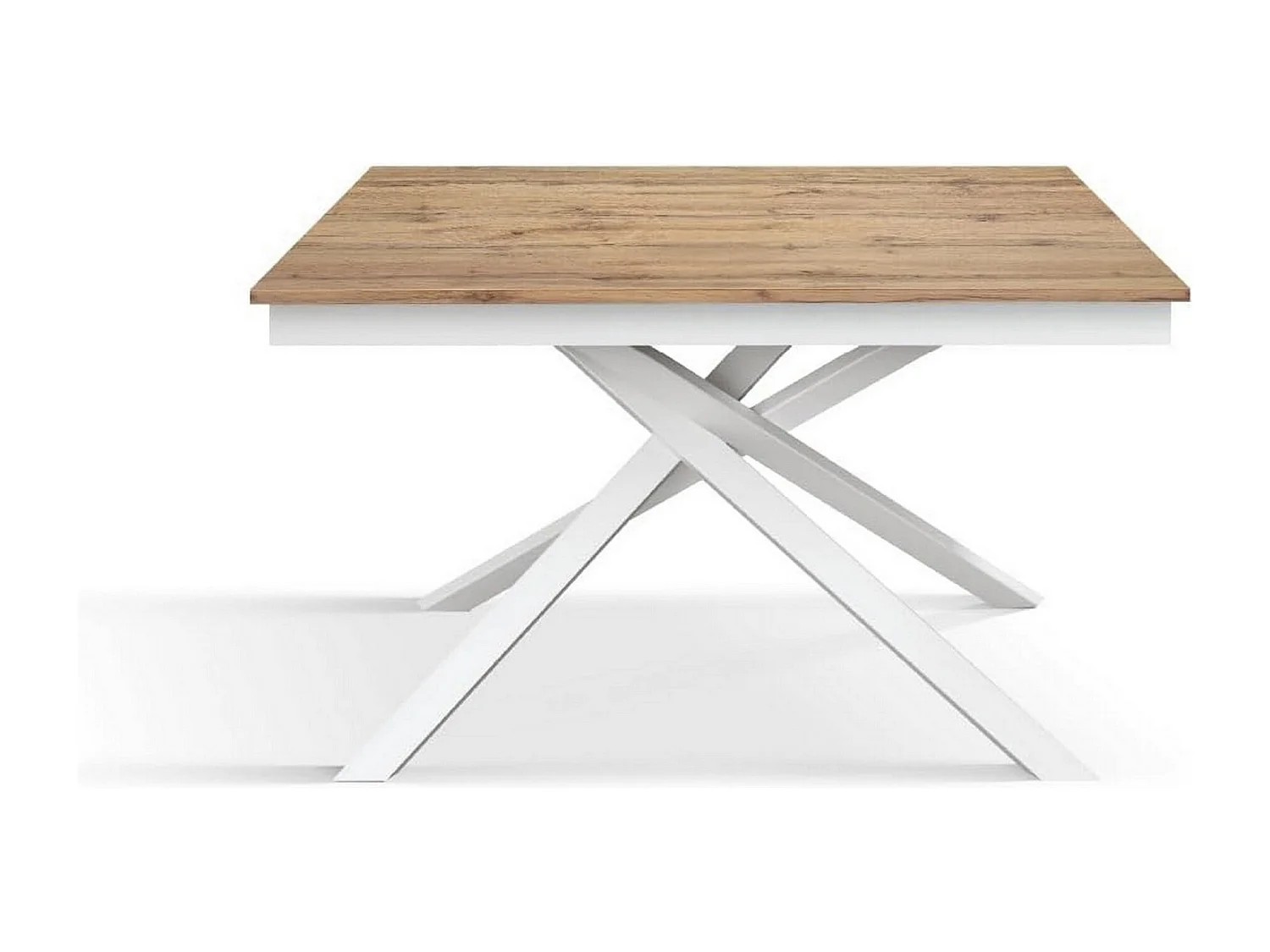 Tavolo in legno, effetto rovere, base bianca, allung.160x90-210x90cm - VOLPAIA