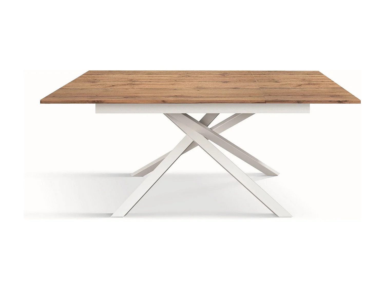 Tavolo in legno, effetto rovere, base bianca, allung.160x90-210x90cm - VOLPAIA