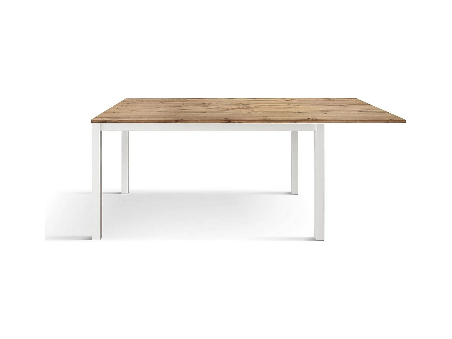 Mesa de madeira, efeito carvalho, base branca, 140x80-190x80cm - TROPEA