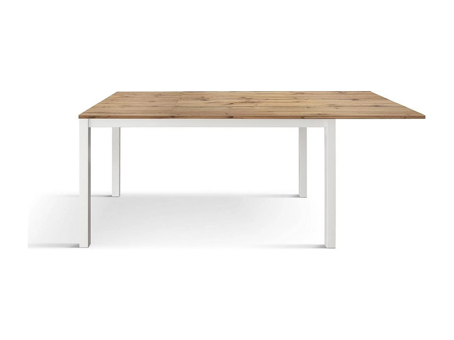 Table en bois, effet chêne, base blanche, 140x80-190x80cm - TROPEA